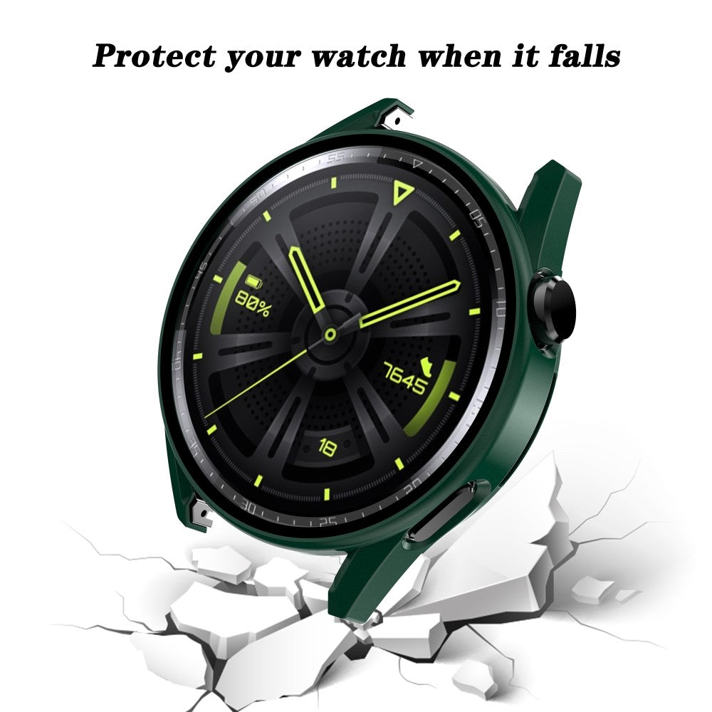 Rigtigt Godt Huawei Watch GT 3 (46mm) Cover med Skærmbeskytter i Plastik og Hærdet Glas - Grøn#serie_8