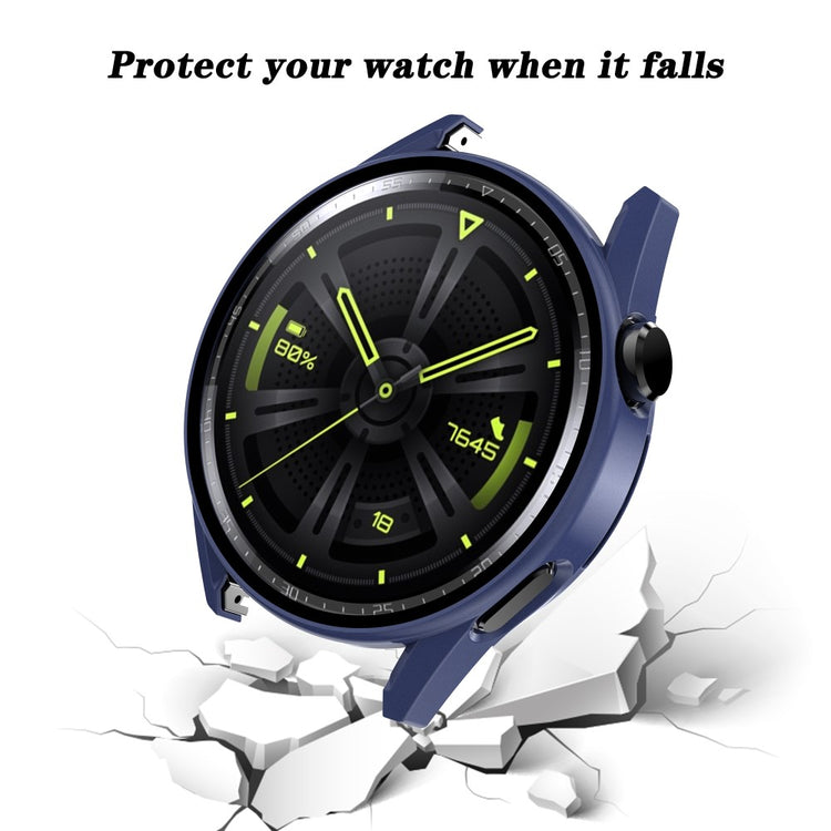 Rigtigt Godt Huawei Watch GT 3 (46mm) Cover med Skærmbeskytter i Plastik og Hærdet Glas - Blå#serie_9