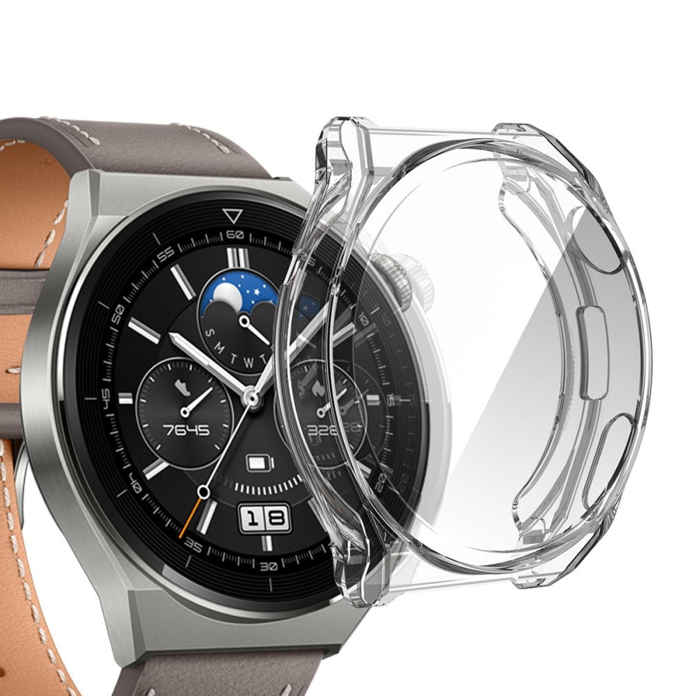 Vildt Flot Huawei Watch GT 3 Pro 43mm Cover med Skærmbeskytter i Silikone og Hærdet Glas - Gennemsigtig#serie_3