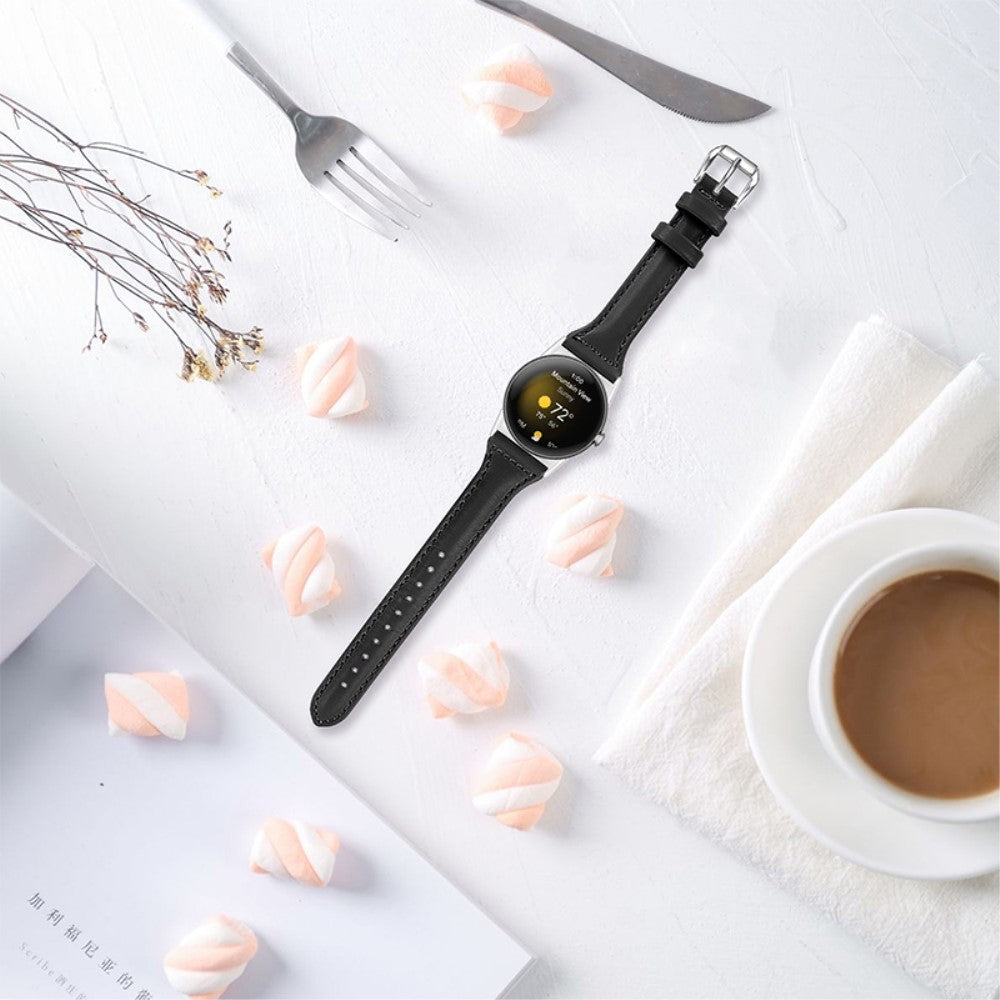 Rigtigt kønt Google Pixel Watch Ægte læder Rem - Sort#serie_4