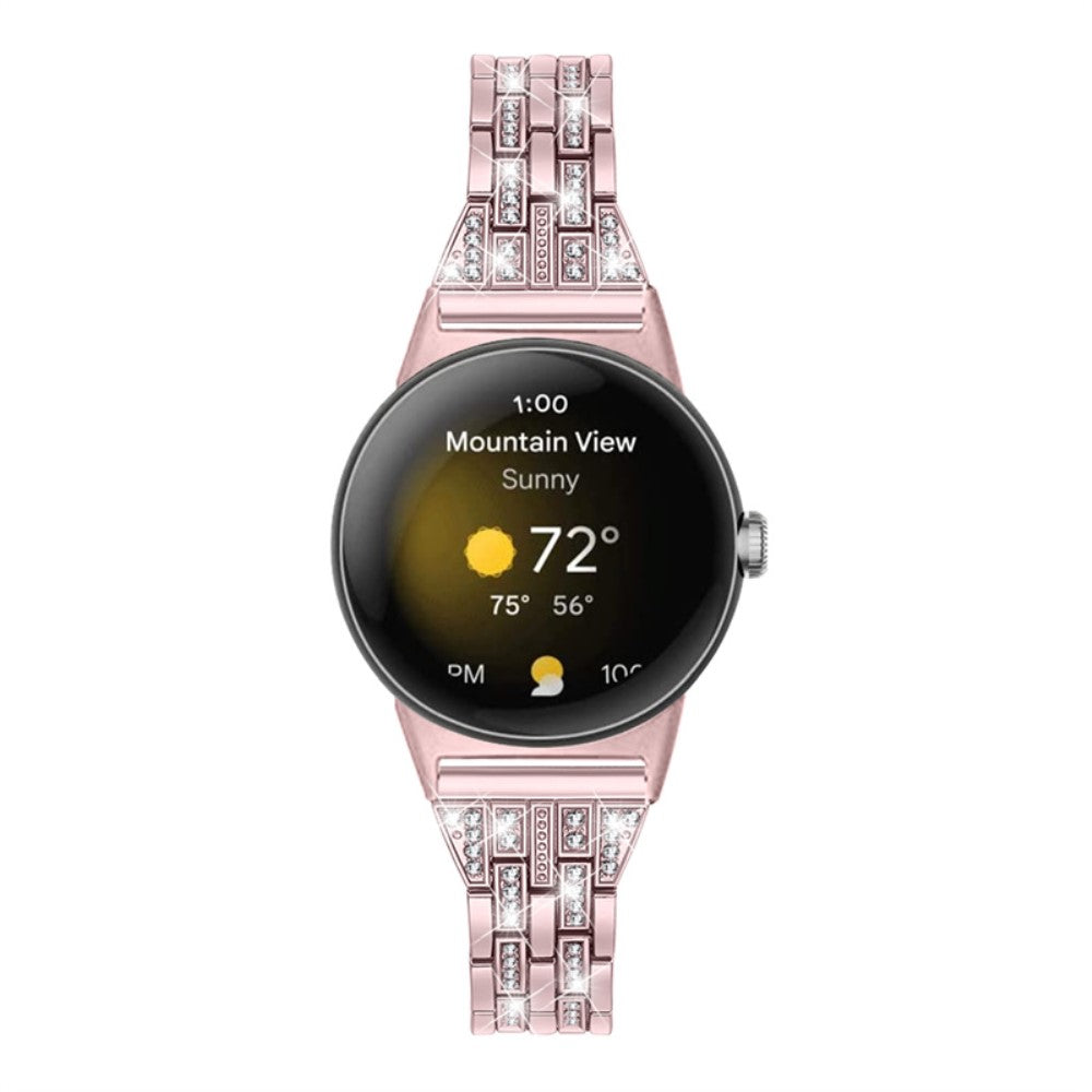 Super slidstærk Google Pixel Watch Metal og Rhinsten Rem - Pink#serie_2