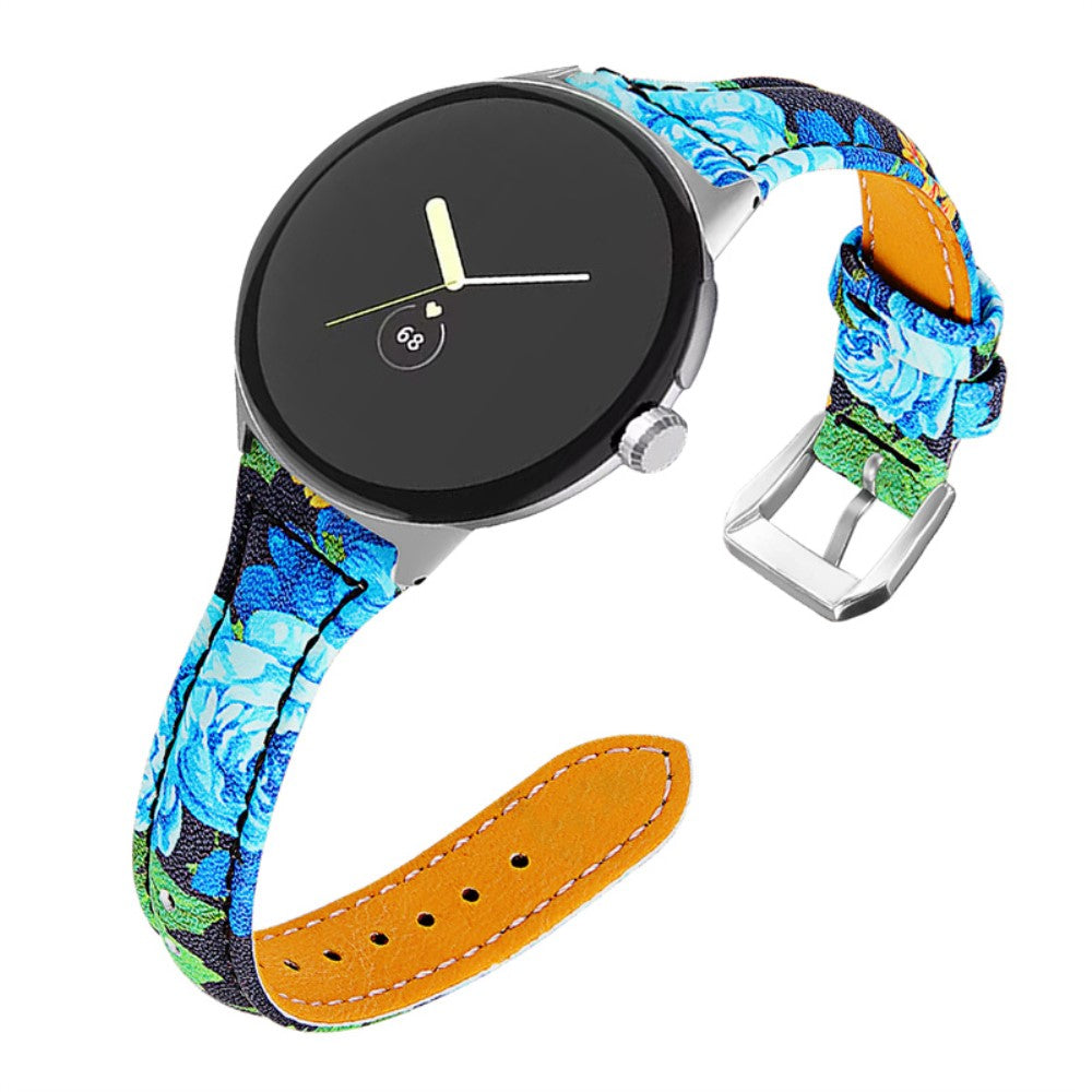 Mega slidstærk Google Pixel Watch Ægte læder Rem - Blå#serie_3