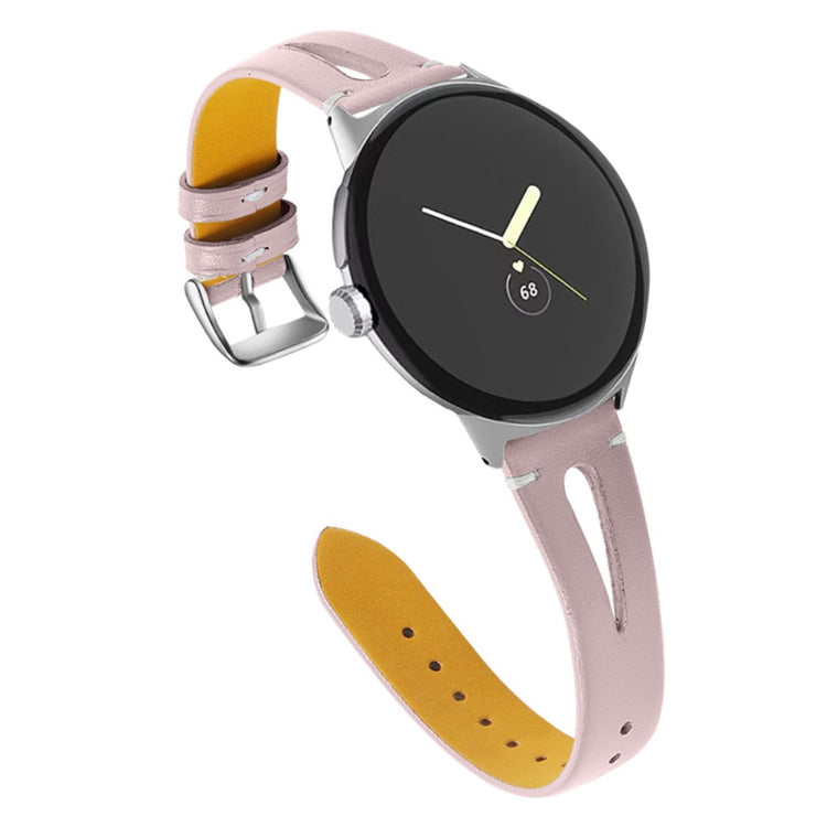 Rigtigt holdbart Google Pixel Watch Ægte læder Rem - Pink#serie_1