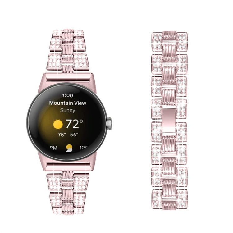 Super sejt Google Pixel Watch Metal og Rhinsten Rem - Pink#serie_2
