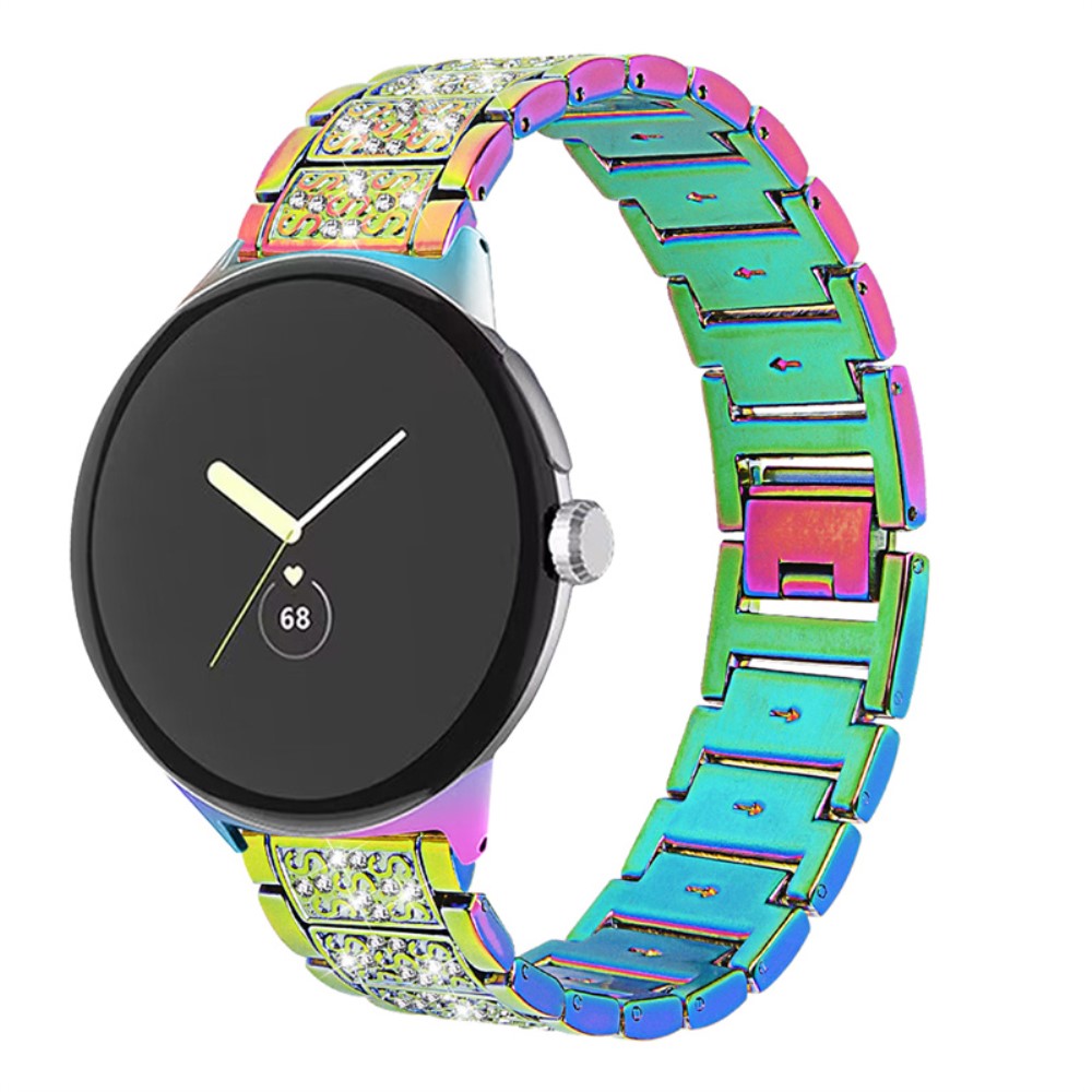 Sejt Google Pixel Watch Metal og Rhinsten Rem - Flerfarvet#serie_4