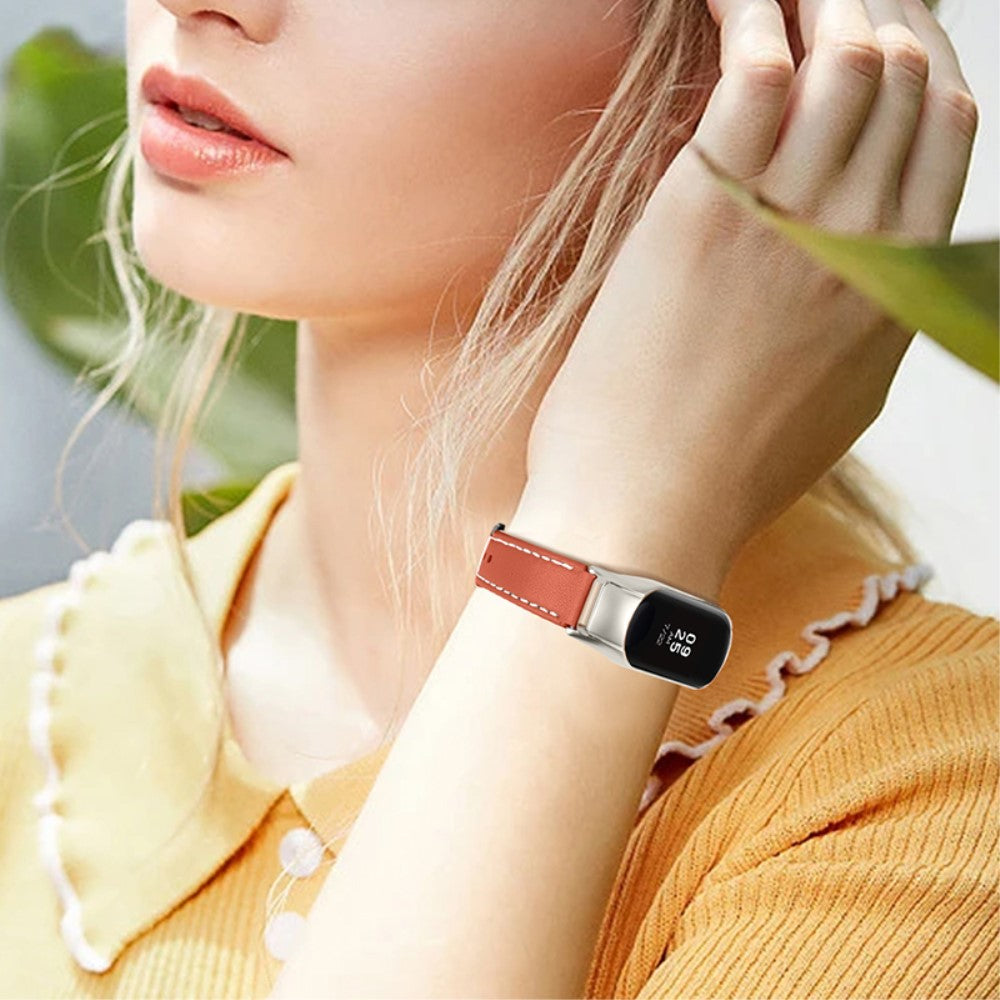 Meget fint Xiaomi Mi Band 7 Ægte læder Urrem - Orange#serie_2