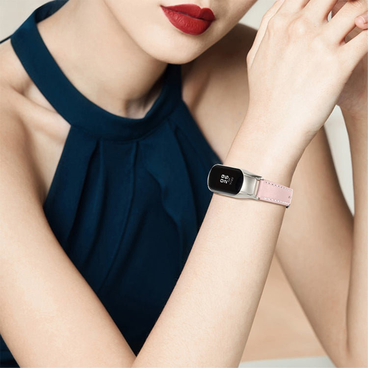 Meget fint Xiaomi Mi Band 7 Ægte læder Urrem - Pink#serie_3