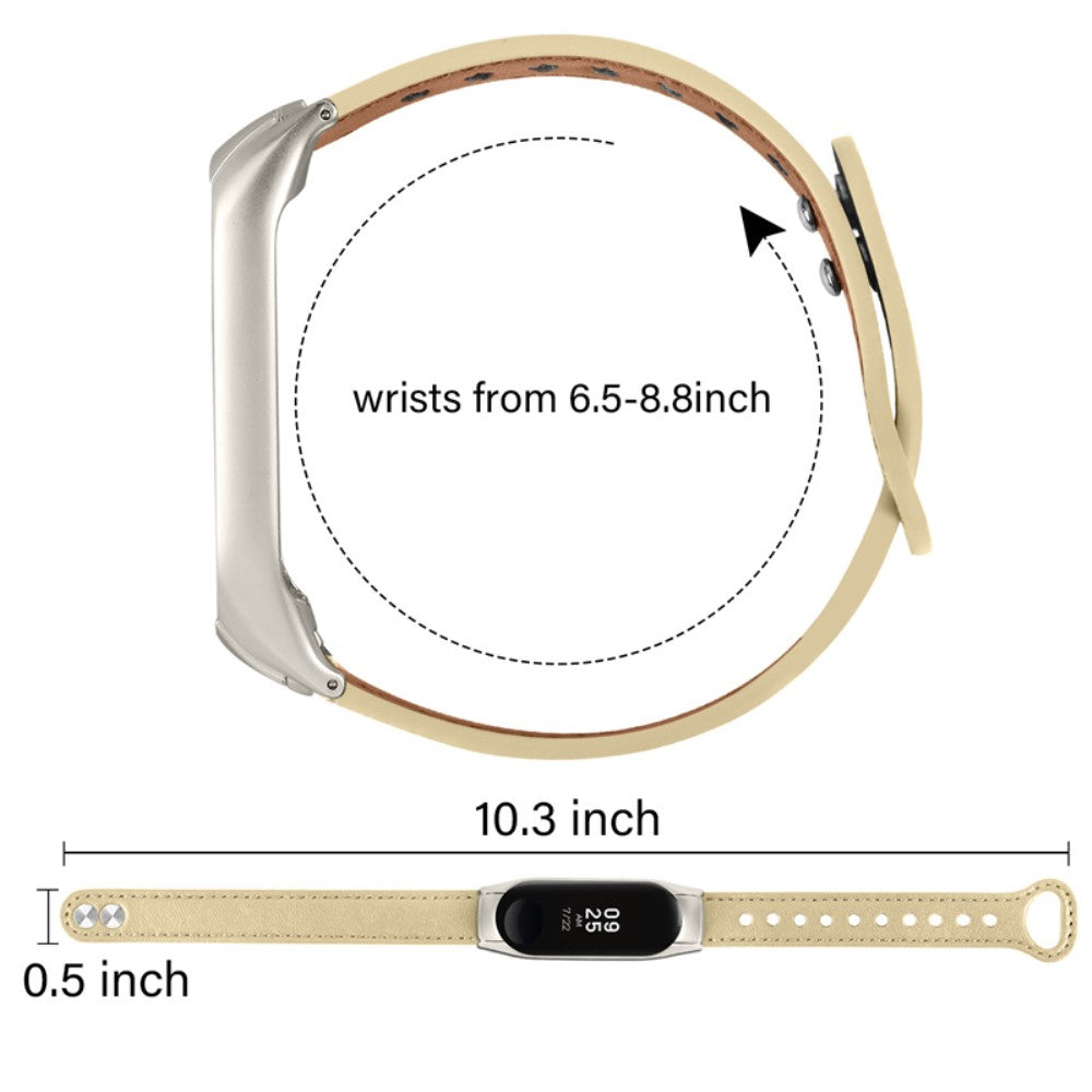  Xiaomi Mi Smart Band 4 / Xiaomi Mi Band 3 Ægte læder Urrem - Beige#serie_5