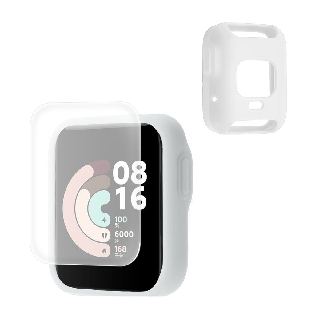 Rigtigt Godt Xiaomi Redmi Watch Cover med Skærmbeskytter i Silikone - Hvid#serie_5