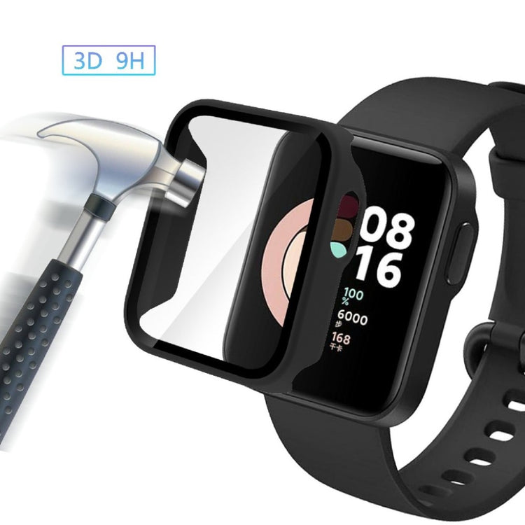 Rigtigt Fed Xiaomi Redmi Watch Silikone og Glas Cover - Sort#serie_1