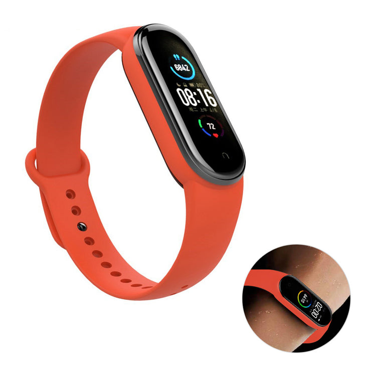 Super slidstærk Xiaomi Mi Band 5 Silikone Rem - Orange#serie_8