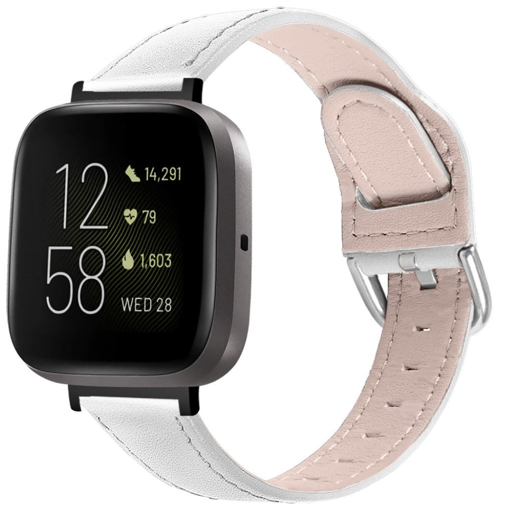 Fantastisk Fitbit Versa 3 / Fitbit Sense Ægte læder Rem - Hvid#serie_2