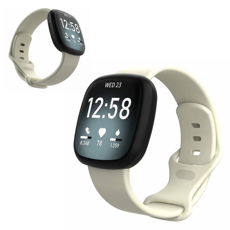 Helt vildt sejt Fitbit Versa 3 / Fitbit Sense Silikone Rem - Størrelse: L - Beige#serie_16