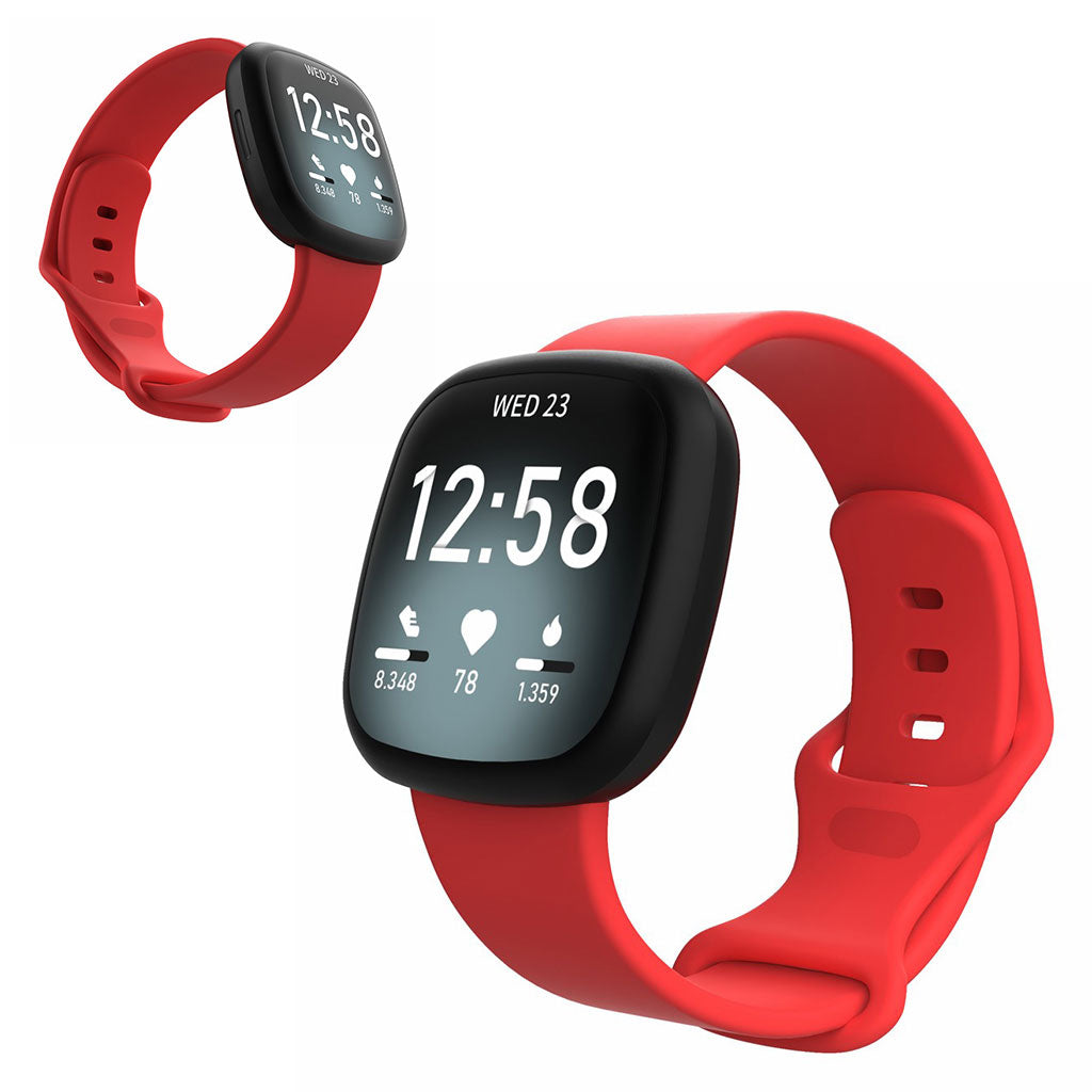 Helt vildt sejt Fitbit Versa 3 / Fitbit Sense Silikone Rem - Størrelse: L - Rød#serie_8