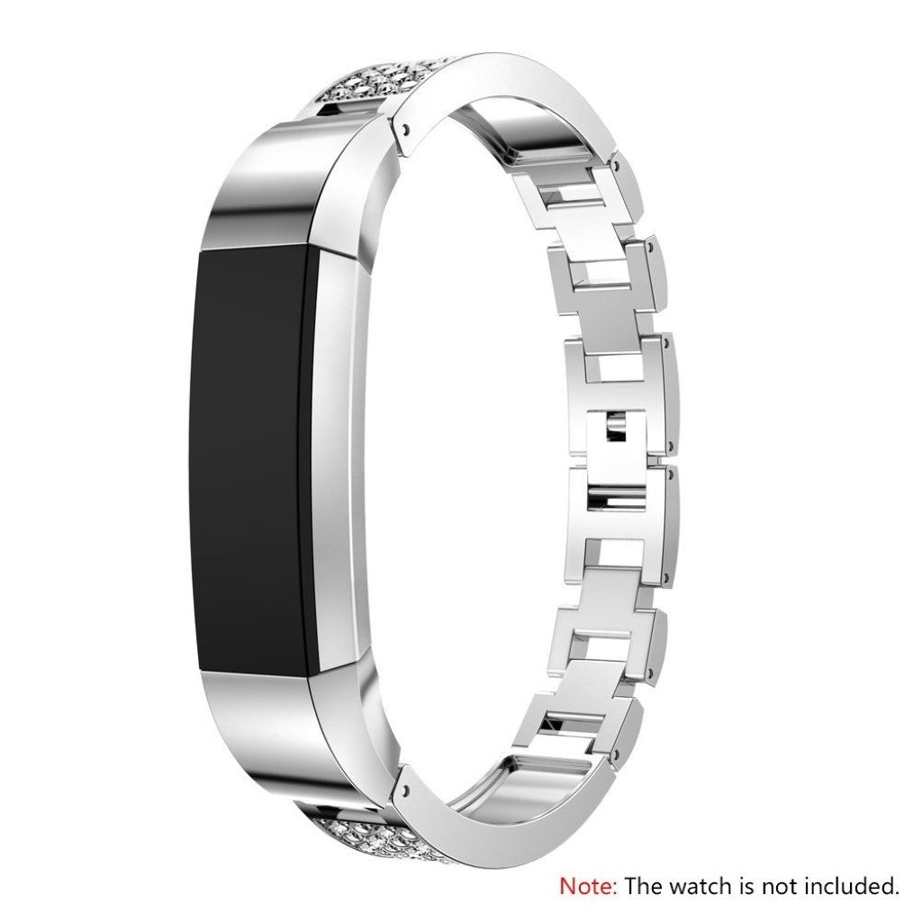 Vildt elegant Fitbit Alta Metal og Rhinsten Rem - Hvid#serie_2