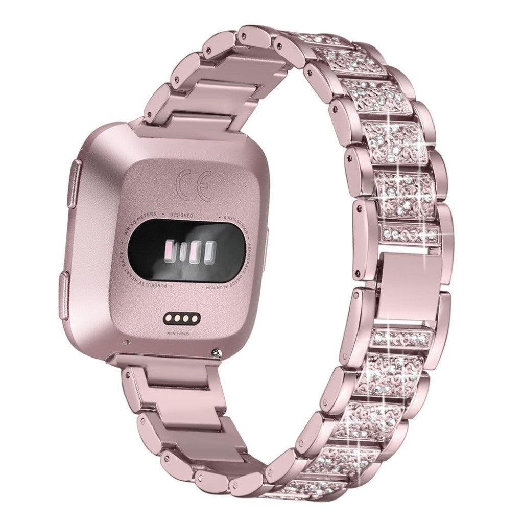 Nydelig Fitbit Versa Metal og Rhinsten Rem - Pink#serie_2