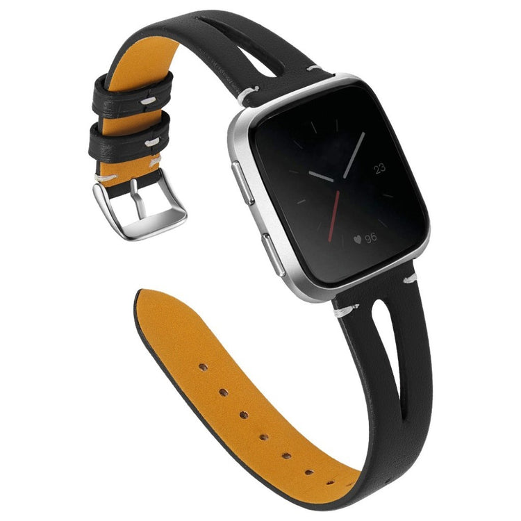 Super fantastisk Fitbit Versa Ægte læder Rem - Sort#serie_1