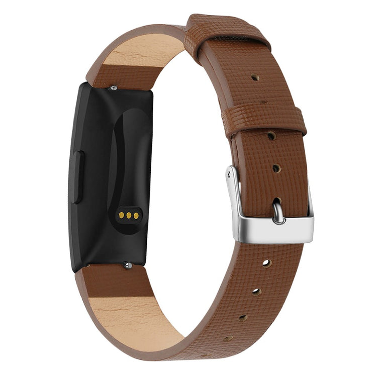 Helt vildt elegant Fitbit Inspire Ægte læder Rem - Størrelse: L - Brun#serie_6