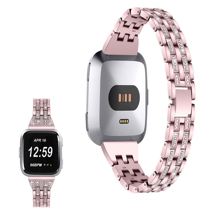 Mega fint Fitbit Versa Lite Metal og Rhinsten Rem - Pink#serie_2