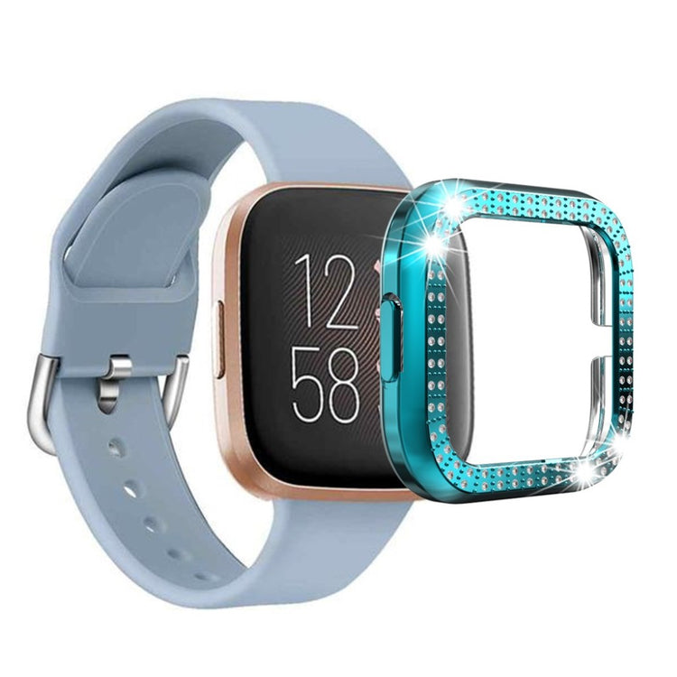 Fitbit Versa 2  Rhinsten og Silikone Bumper  - Grøn#serie_1