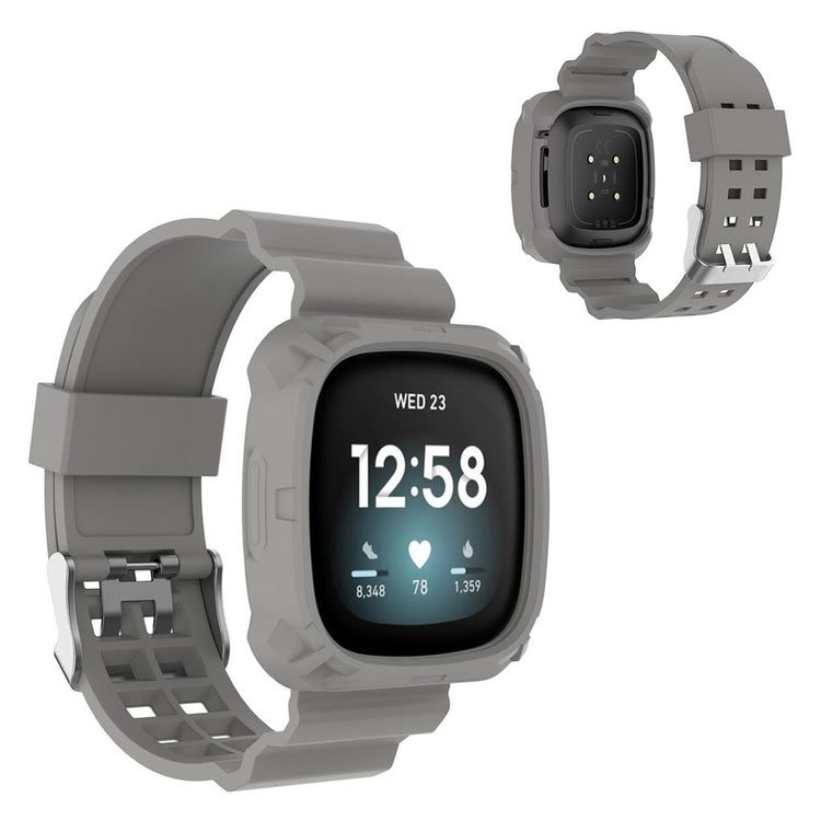 Mega smuk Fitbit Versa 3 / Fitbit Sense Silikone Rem - Sølv#serie_3