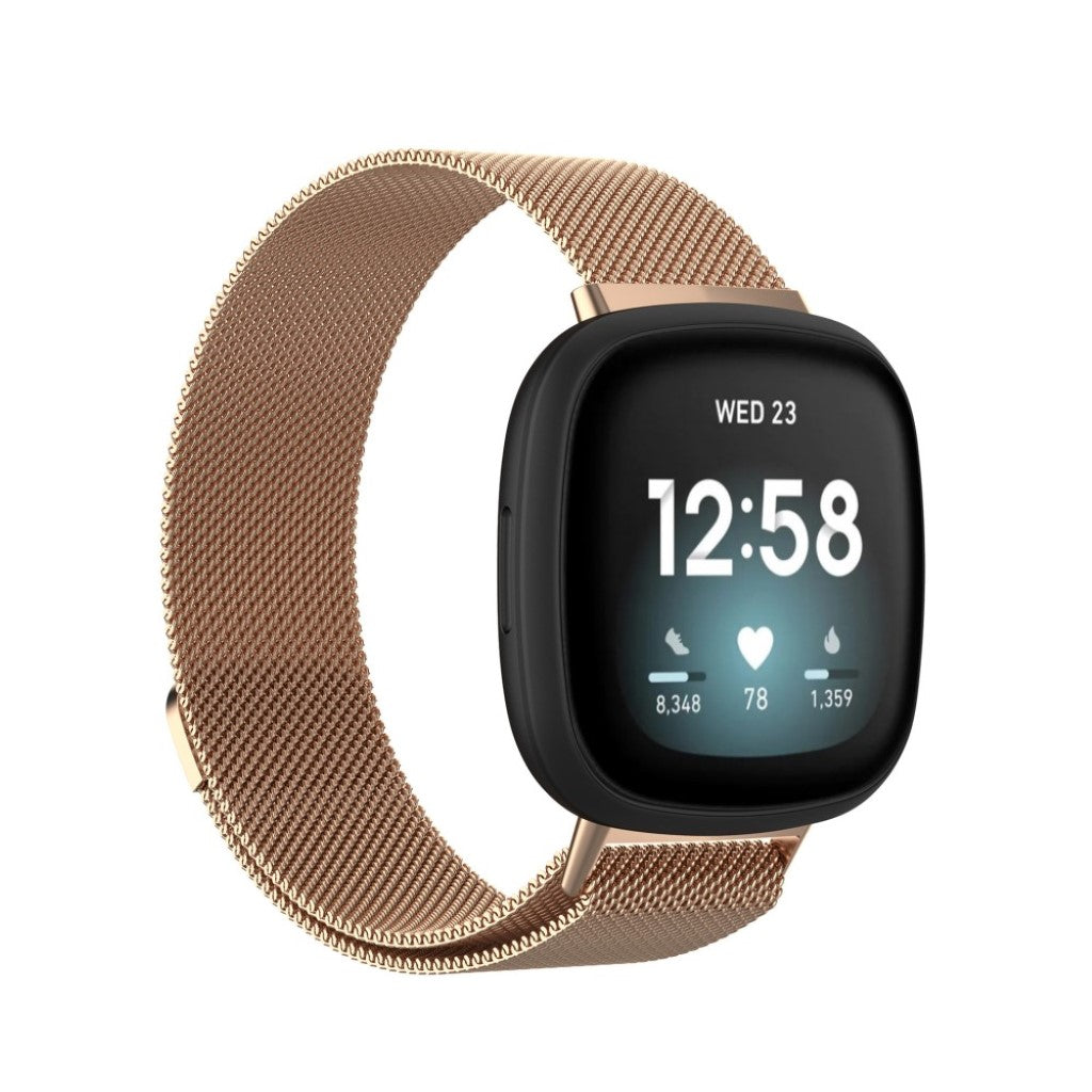 Kønt Fitbit Versa 3 / Fitbit Sense Metal Rem - Størrelse: L - Pink#serie_8