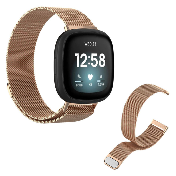 Kønt Fitbit Versa 3 / Fitbit Sense Metal Rem - Størrelse: L - Pink#serie_8