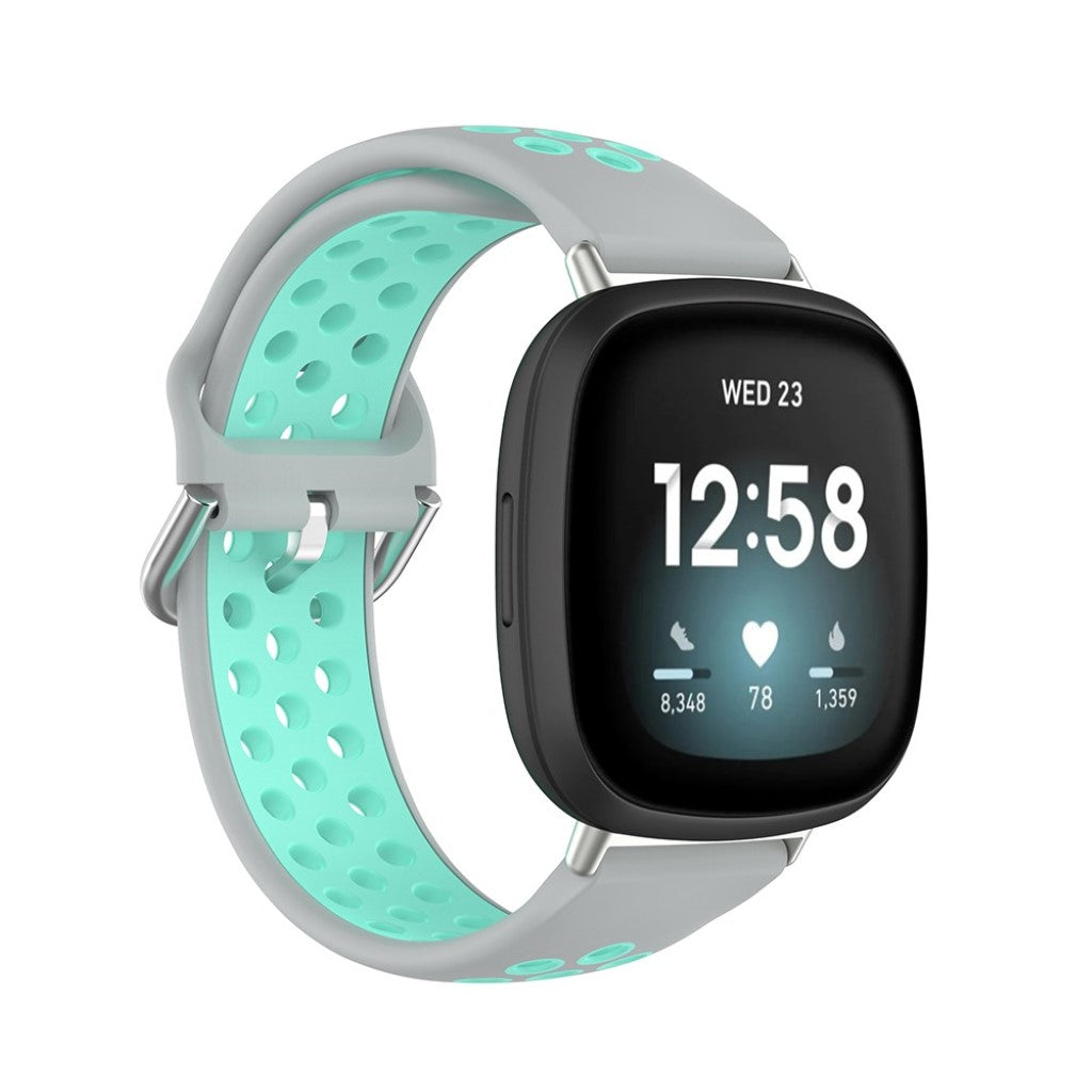 Mega fint Fitbit Versa 3 / Fitbit Sense Silikone Rem - Sølv#serie_11