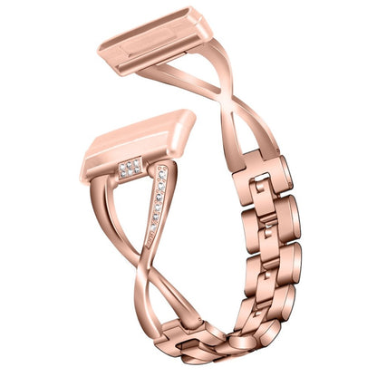 Fint Fitbit Versa 3 / Fitbit Sense Metal og Rhinsten Rem - Pink#serie_5