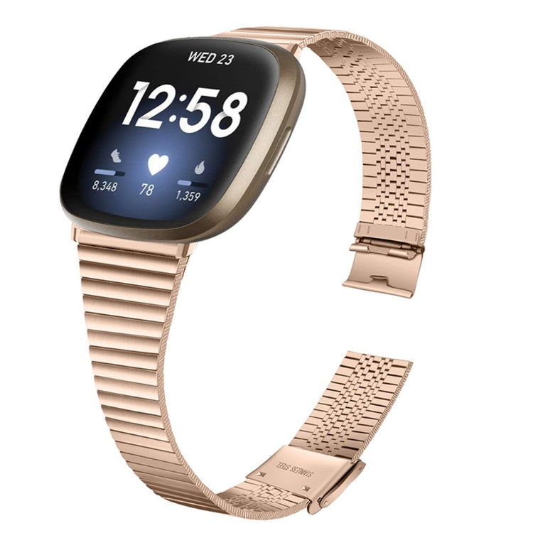 Rigtigt slidstærk Fitbit Versa 3 Metal Rem - Pink#serie_1