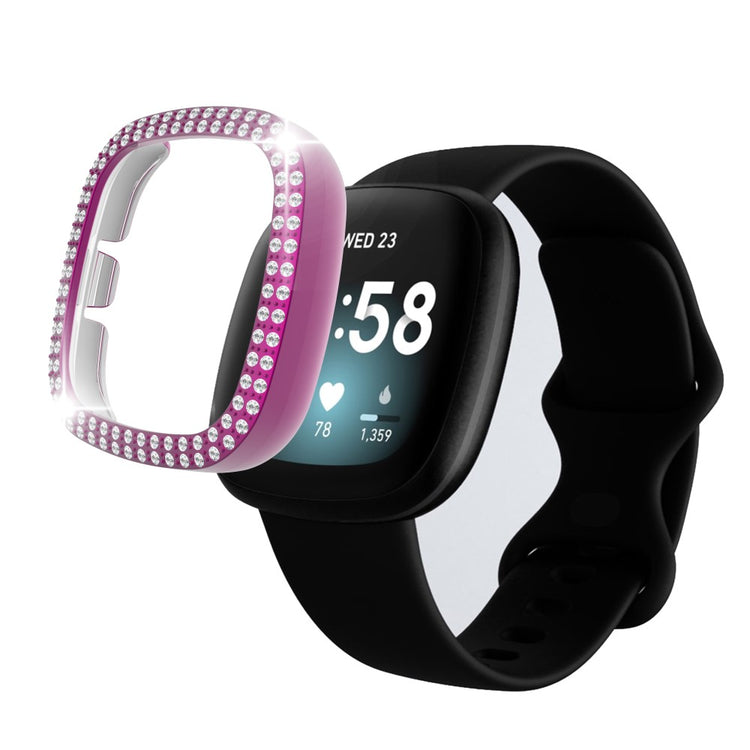 Fitbit Versa 3  Plastik og Rhinsten Bumper  - Lilla#serie_10