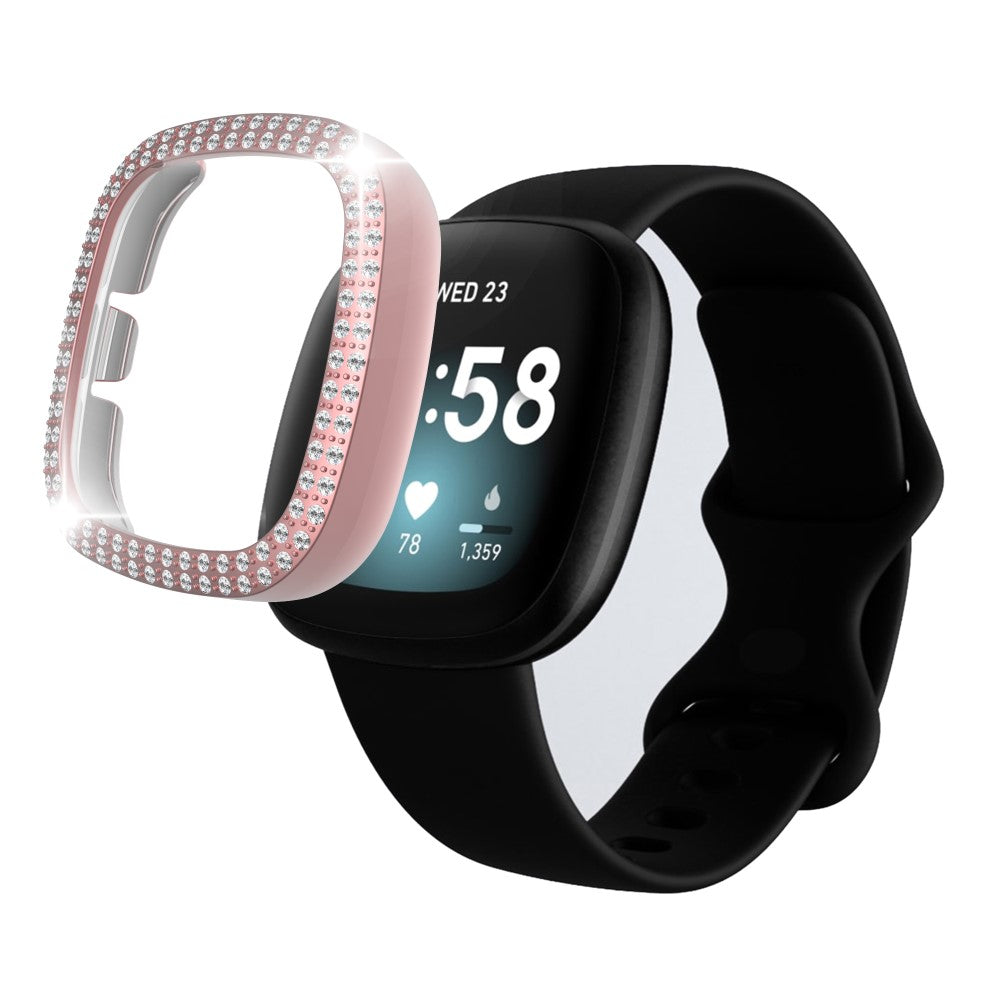 Fitbit Versa 3  Plastik og Rhinsten Bumper  - Pink#serie_2