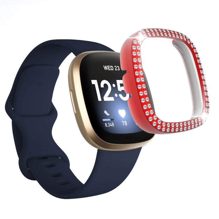 Fitbit Versa 3  Plastik og Rhinsten Bumper  - Rød#serie_4