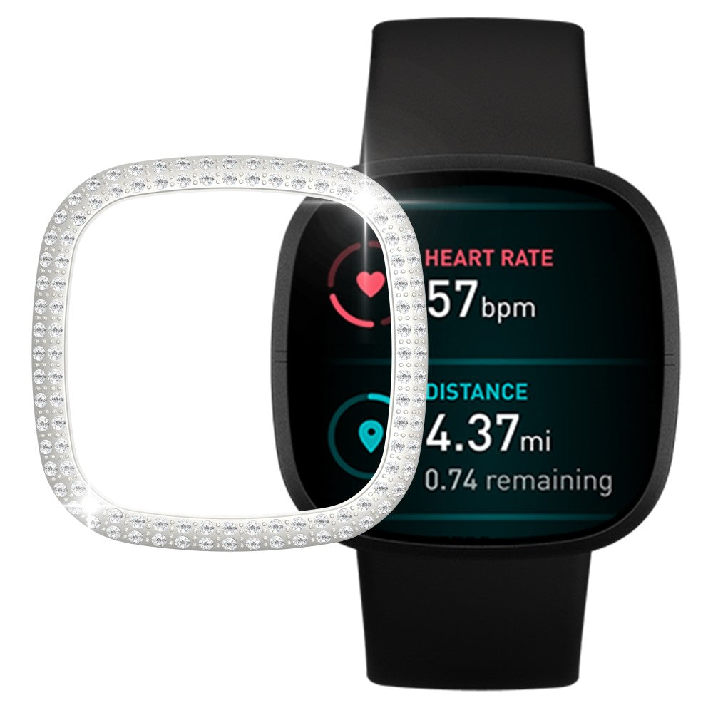 Fitbit Versa 3  Plastik og Rhinsten Bumper  - Sølv#serie_9