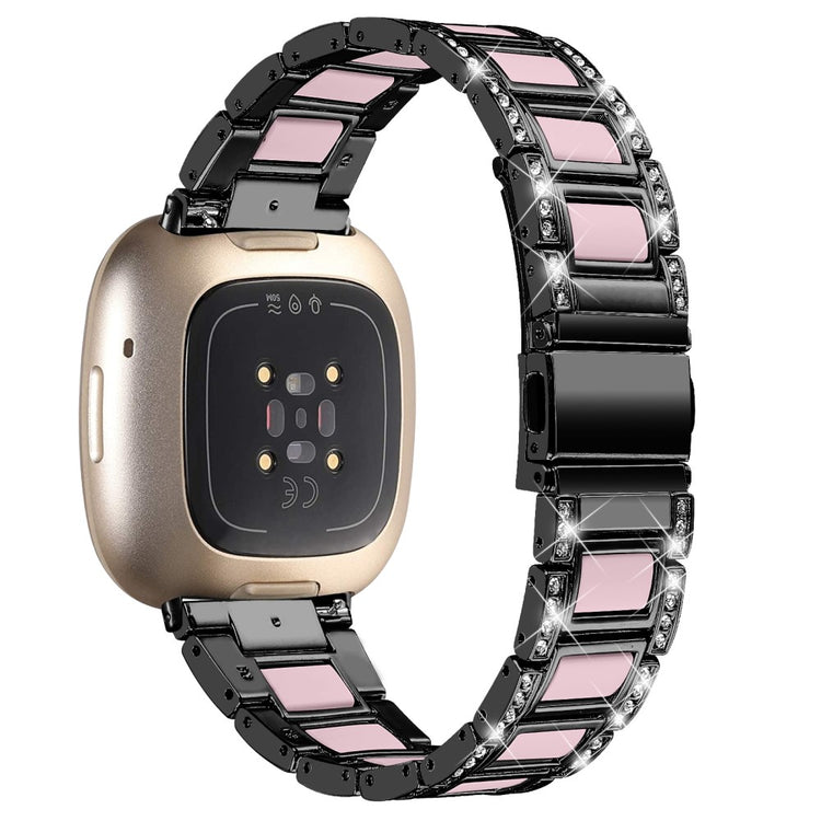 Helt vildt fed Fitbit Versa 3 Metal og Rhinsten Rem - Sort#serie_5