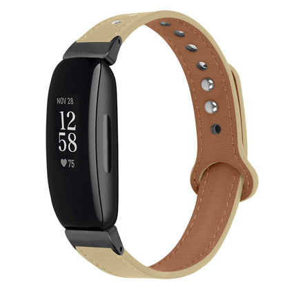 Fantastisk Fitbit Inspire 2 / Fitbit Ace 2 Ægte læder Urrem - Beige#serie_5