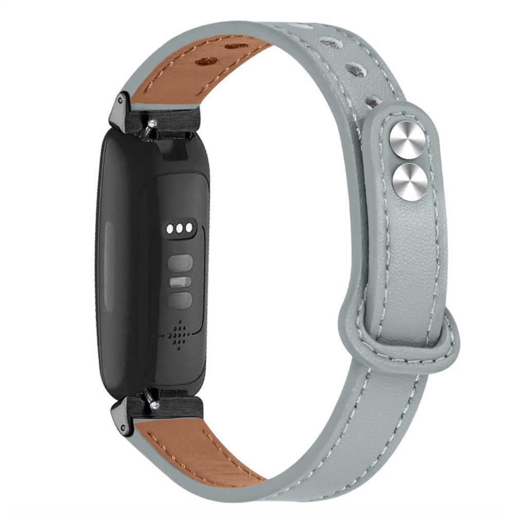 Fantastisk Fitbit Inspire 2 / Fitbit Ace 2 Ægte læder Rem - Sølv#serie_8