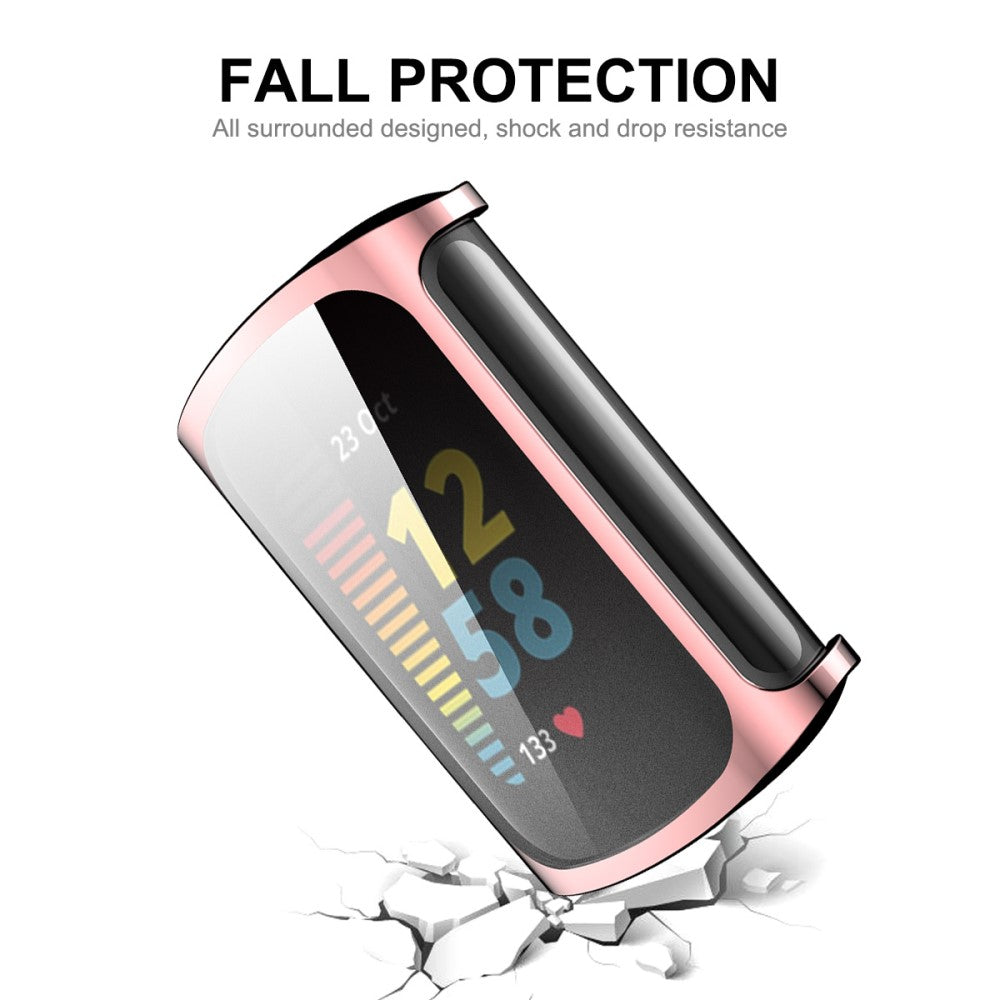 Mega Godt Fitbit Charge 5 Cover med Skærmbeskytter i Silikone - Pink#serie_2