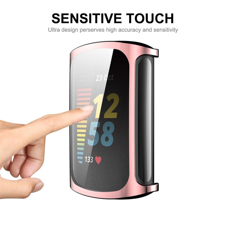 Mega Godt Fitbit Charge 5 Cover med Skærmbeskytter i Silikone - Pink#serie_5