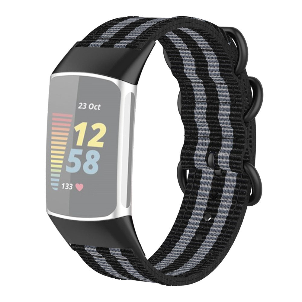 Rigtigt smuk Fitbit Charge 5 Nylon Rem - Sort#serie_1