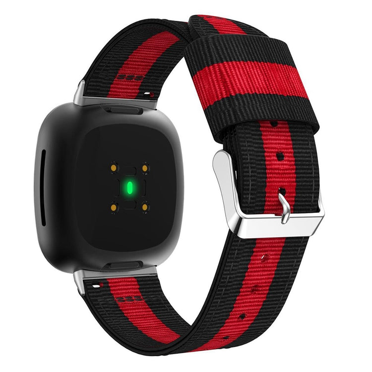 Mega hårdfør Fitbit Sense 2 / Fitbit Versa 4 Nylon Rem - Sort#serie_1