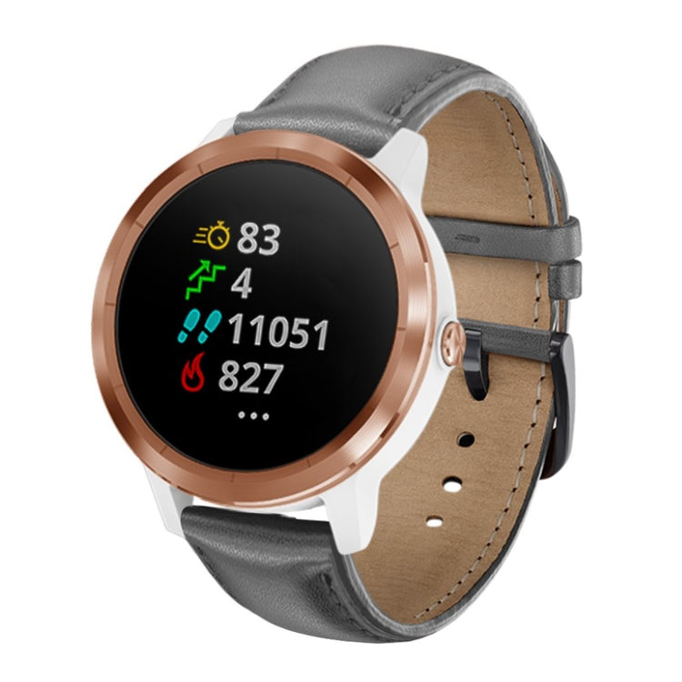 Fed Garmin Vivoactive 3 / Garmin Vivomove HR Ægte læder Rem - Sølv#serie_2