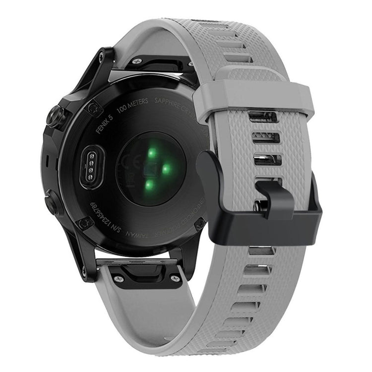 Meget komfortabel Garmin Fenix 5 Silikone Rem - Sølv#serie_3