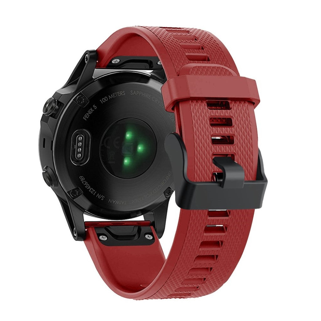 Meget komfortabel Garmin Fenix 5 Silikone Rem - Rød#serie_4