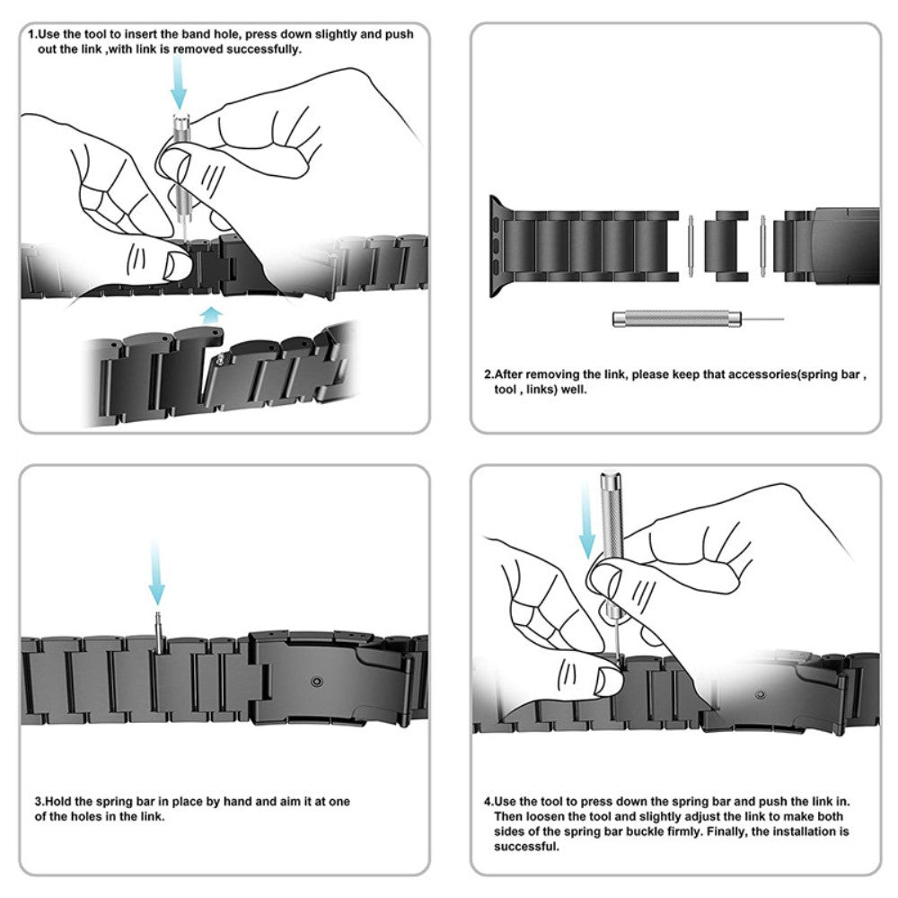 Super Holdbart Metal Universal Rem passer til Smartwatch - Sort#serie_1