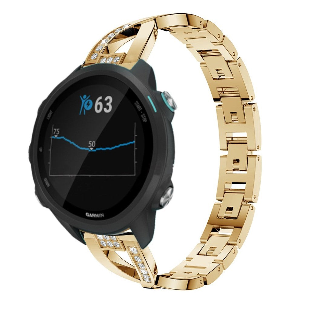 Tidsløst Garmin Forerunner 245 Metal og Rhinsten Rem - Guld#serie_4