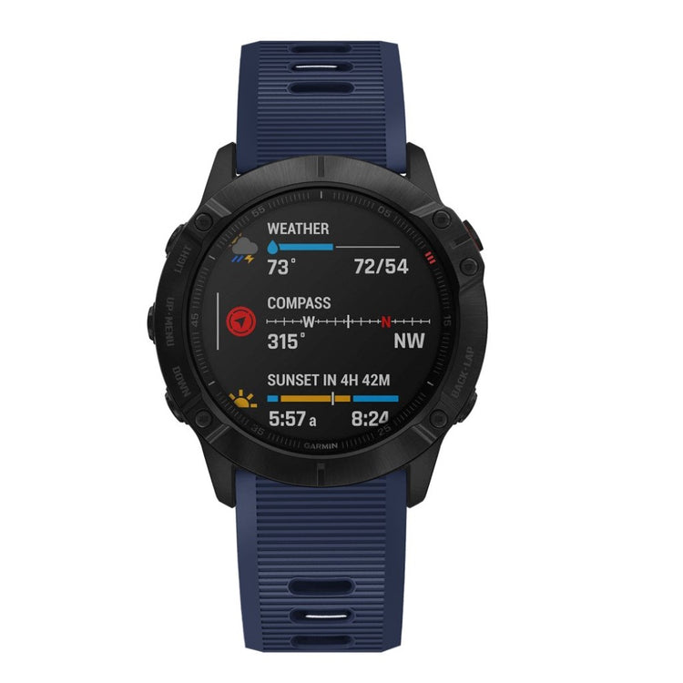 Sejt Garmin Fenix 6X Silikone Rem - Blå#serie_11