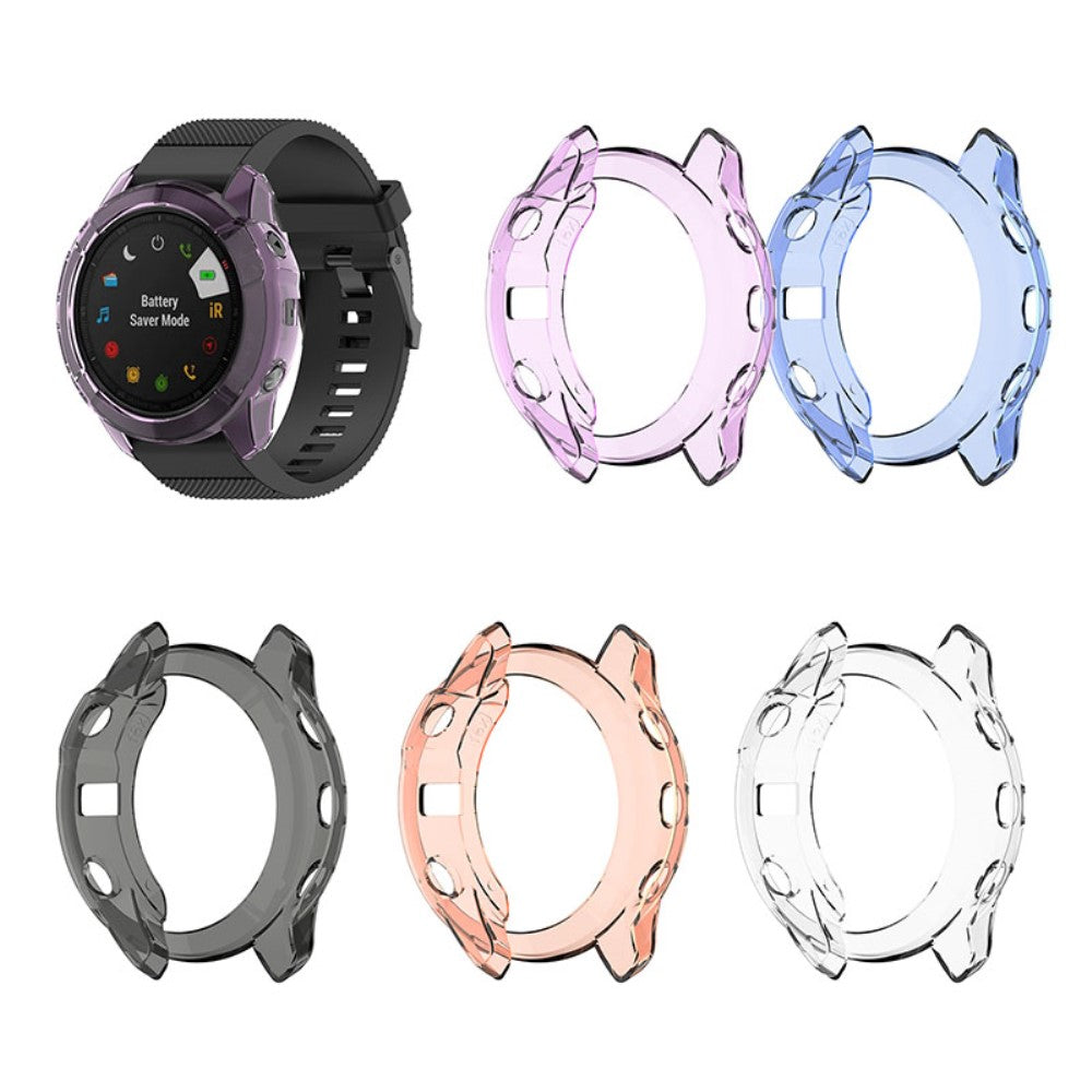 Garmin Fenix 6X / Garmin Fenix 6X Pro Gennemsigtig Silikone Bumper  - Sort#serie_3