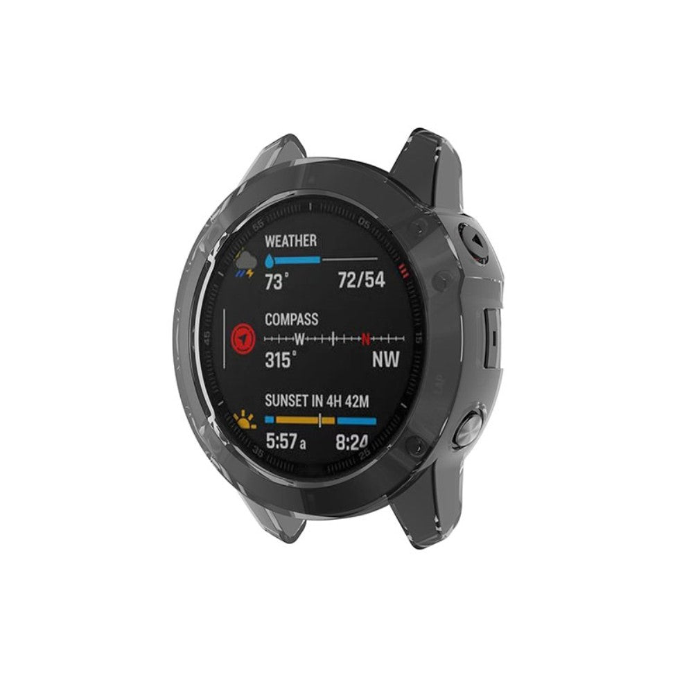 Garmin Fenix 6 / Garmin Fenix 6 Pro Gennemsigtig Silikone Bumper  - Sort#serie_3