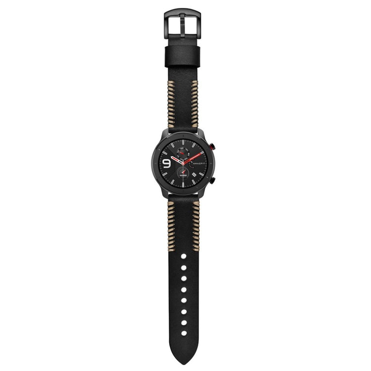 Meget godt Amazfit GTR 42mm Ægte læder Rem - Sort#serie_1